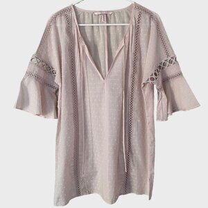Victoria's Secret Sheer Pink 3/4-Sleeve Boho Tunic Coverup Women's Extra Small